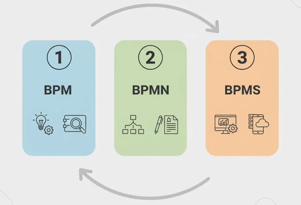 ارتباط میان bpm و bpms و bpmn