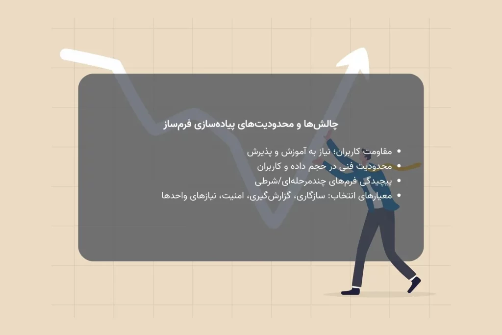 چالش_ها و محدودیت_های پیاده_سازی فرم_ساز
