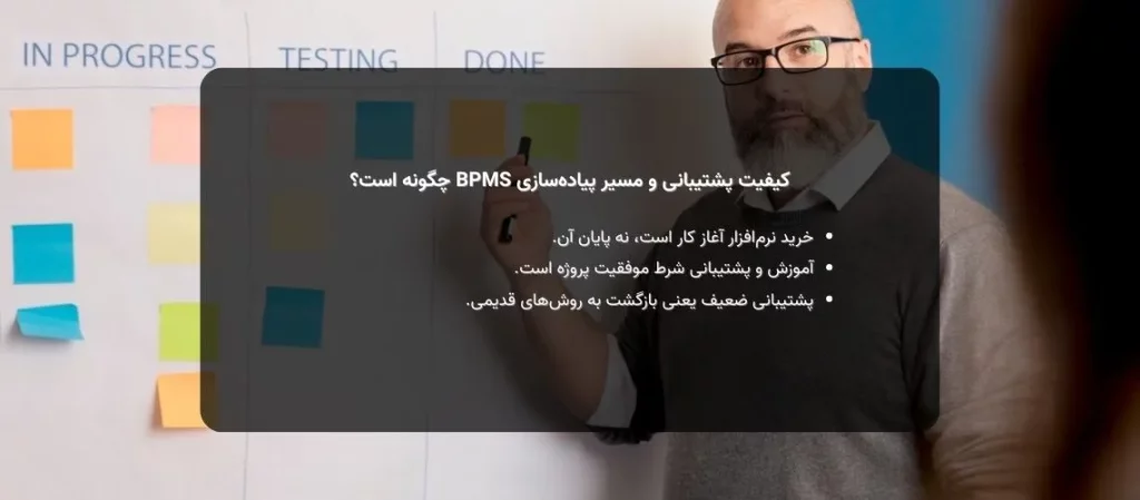 کیفیت پشتیبانی و مسیر پیاده_سازی BPMS چگونه است؟