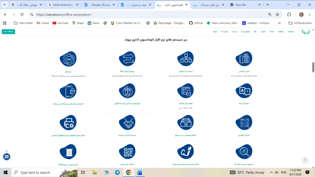 اسکرین شات قابلیت های پیوند